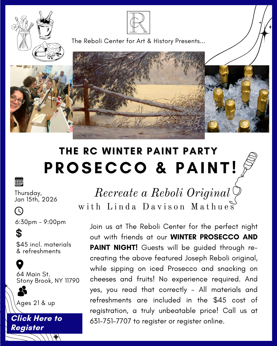 Prosecco & Paint with Linda Davison Mathues! | Thurs, Jan. 15th, 6:30pm - 9pm