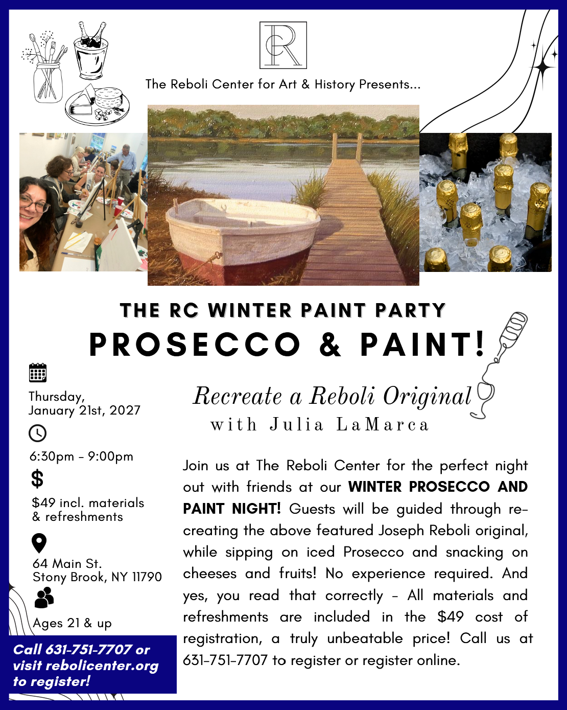 Winter Prosecco and Paint Party | Thurs, Jan 21st, 2026 | 6:30pm - 9:00pm