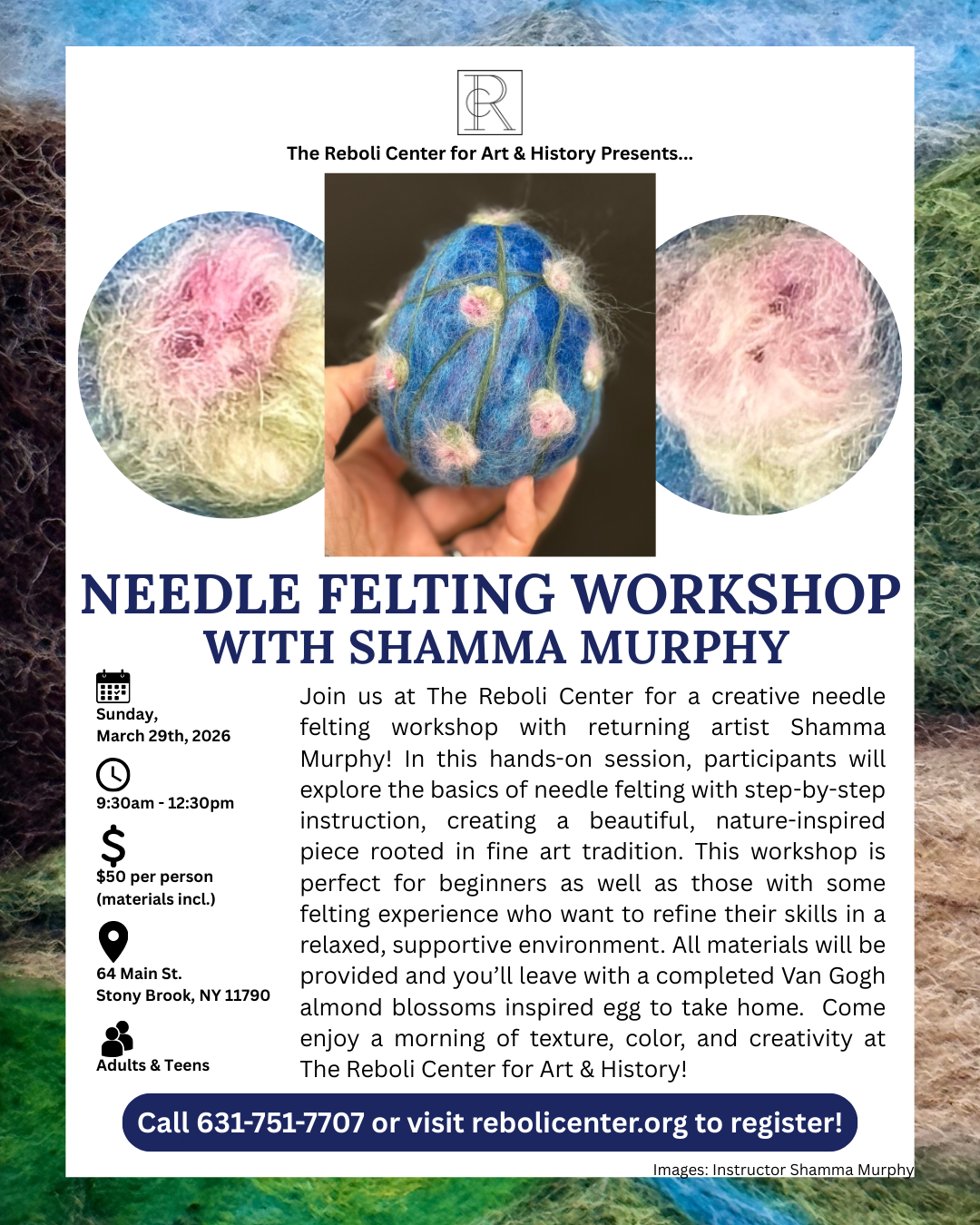Spring Van Gogh Egg Needle Felting Workshop with Shamma Murphy | Sun, March 29th, 2026, 9:30am - 12:30pm