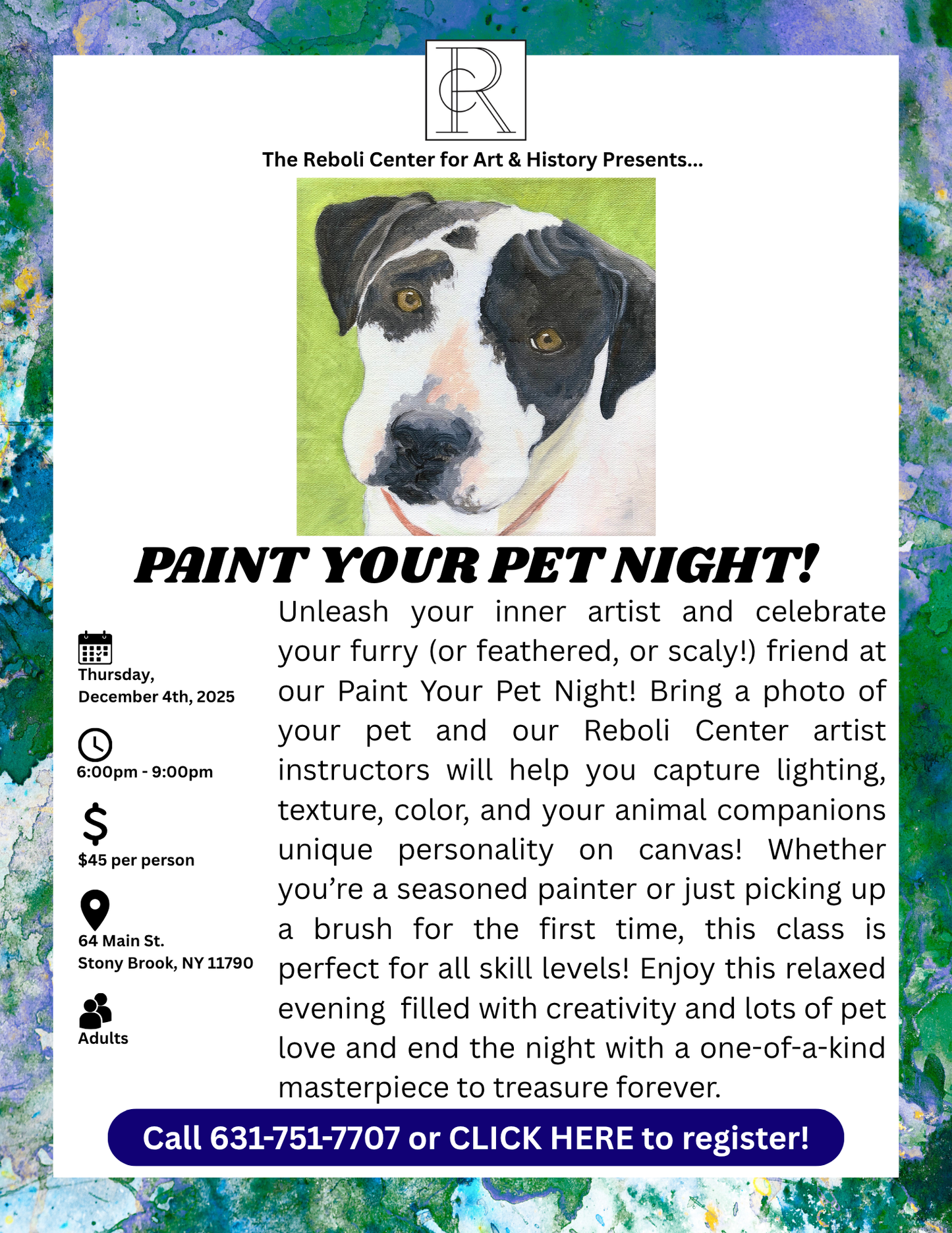 Paint Your Pet Workshop | Thurs, Dec 4th, 2025, 6pm - 9pm