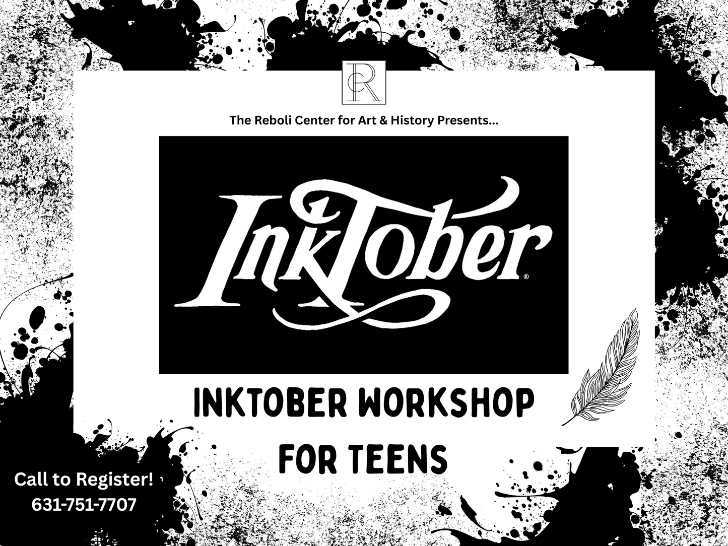 Inktober Workshop for Teens on Thursday, 10/9/25, 6:30pm - 9:30pm