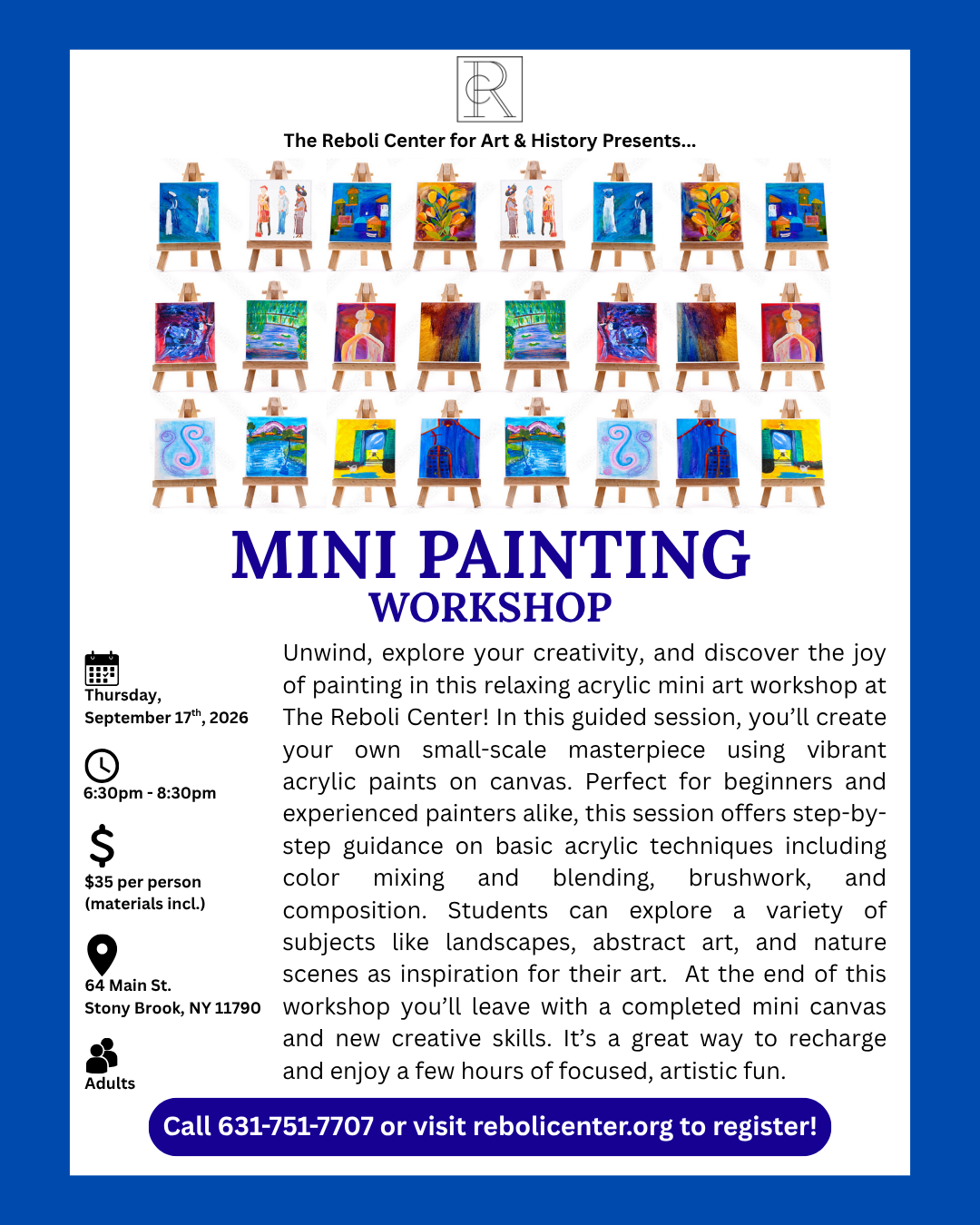 Mini Painting Workshop | Thurs, Sept 17th, 2026, 6:30pm - 8:30pm