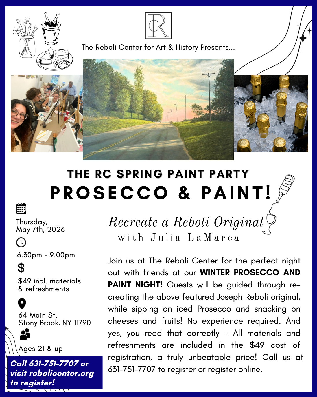 Spring Prosecco and Paint Party | Thurs, May 7th, 2026 | 6:30pm - 9:00pm